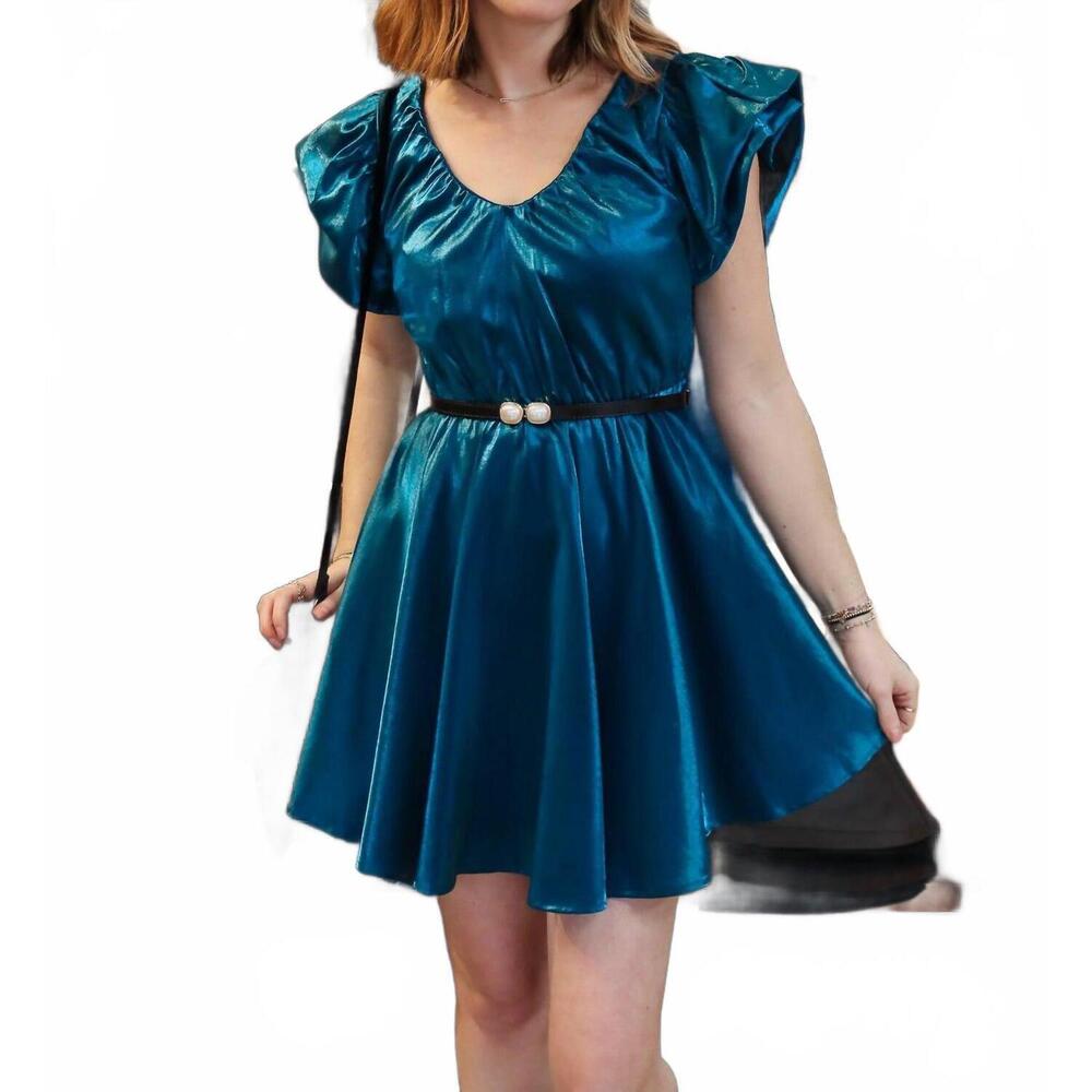 NEW SINCERELY OURS alexandra party mini dress in teal
